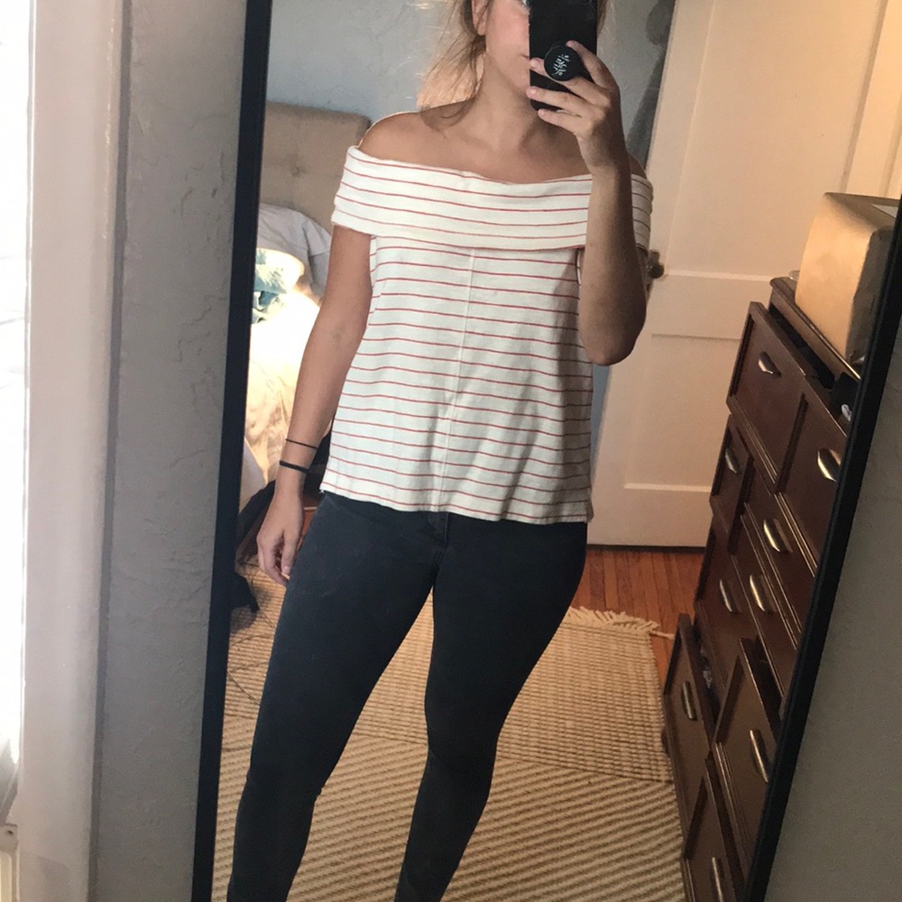 Lou & Grey striped off the shoulder top - M